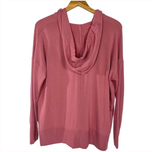 Lou & Grey Signature Soft Blend V Neck Tunic Hoodie - Mauvewood - Picture 3 of 5